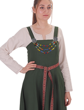 FIORE Cotton Green Apron Dress: Authentic Medieval Viking Cotton Pinafore